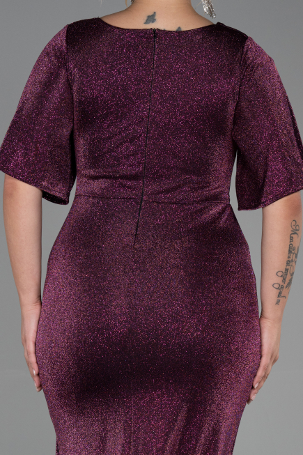 Robe de Soirée Grande Taille Longue Prune ABU3282