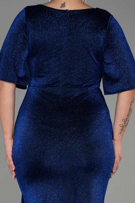 Robe de Soirée Grande Taille Longue Bleu Saxe ABU3282