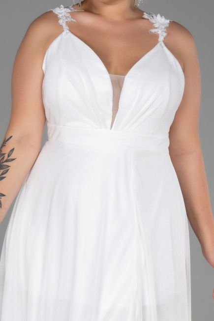 Robe de Soirée Grande Taille Longue Blanc ABU3174