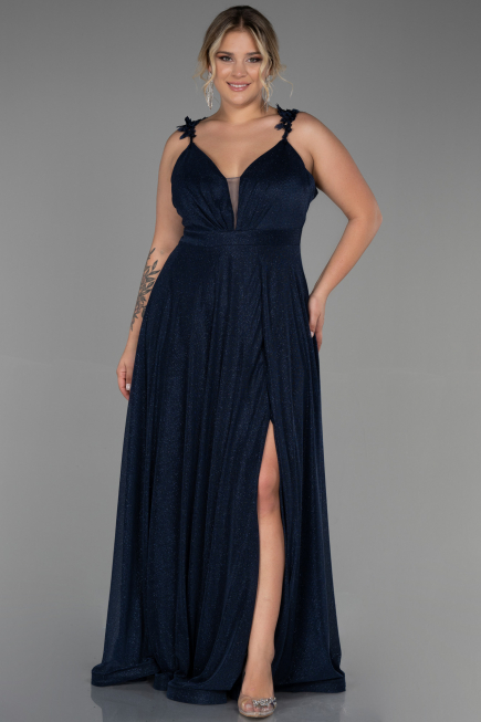 Robe de Soirée Grande Taille Longue Bleu Marine ABU3174