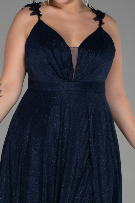 Robe de Soirée Grande Taille Longue Bleu Marine ABU3174