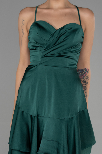 Robe de Cérémonie Courte Satin Émeraude ABK1843
