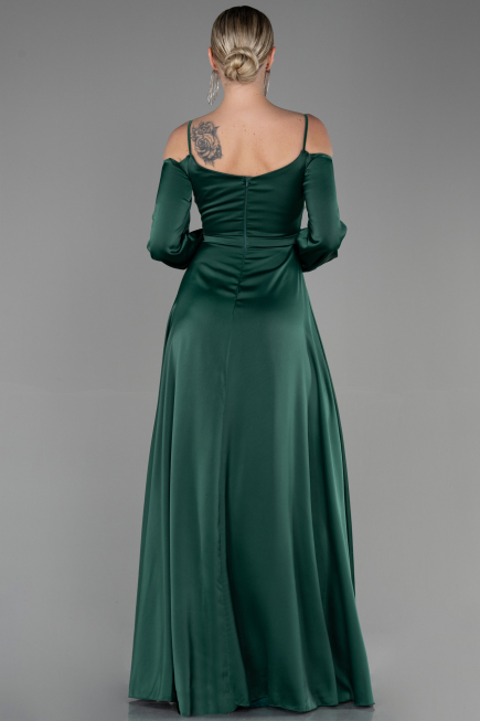 Robe de Soirée Longue Satin Émeraude ABU2339