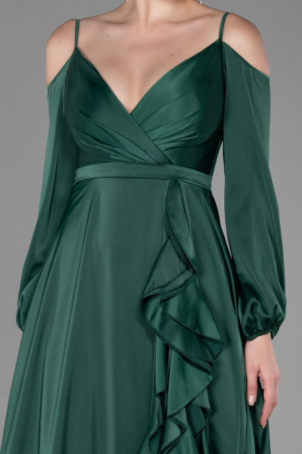 Robe de Soirée Longue Satin Émeraude ABU2339