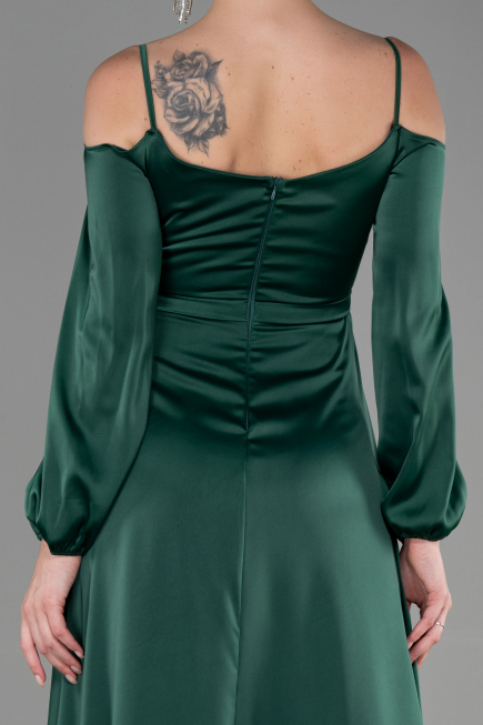 Robe de Soirée Longue Satin Émeraude ABU2339