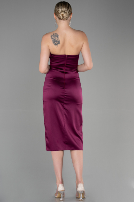 Robe de Cérémonie Midi Satin Prune ABK1845