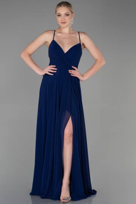 Robe De Soirée Longue Bleu Marine ABU1305