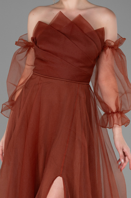 Robe De Soirée Longue Marron clair ABU2076