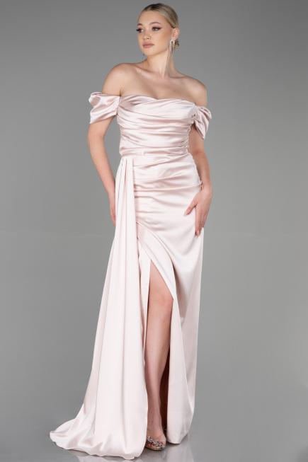 Robe De Fiançaille Satin Longue Nude ABU1606