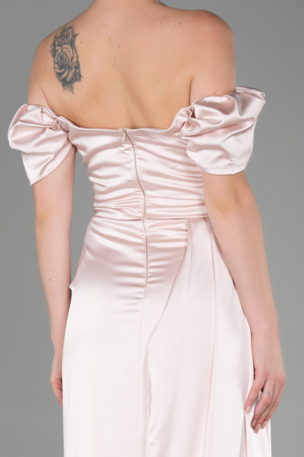 Robe De Fiançaille Satin Longue Nude ABU1606