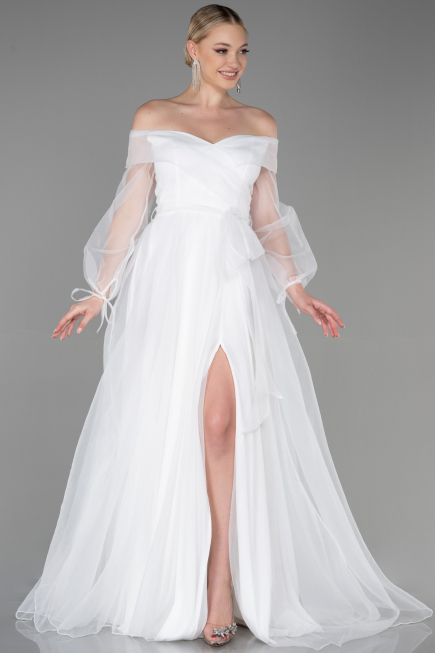 Robe de Fiançaille Longue Blanc ABU1468