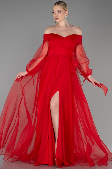 Robe de Fiançaille Longue Rouge ABU1468