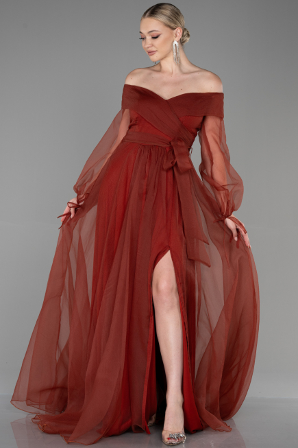 Robe De Fiançaille Longue Marron clair ABU1468
