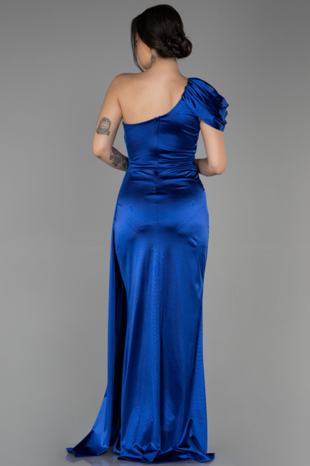 Robe de Soirée Longue Bleu Saxe ABU3325