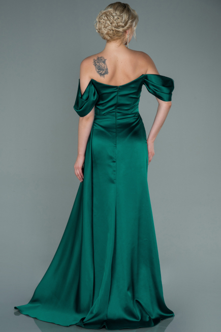 Robe de Soirée Longue Satin Émeraude ABU2661