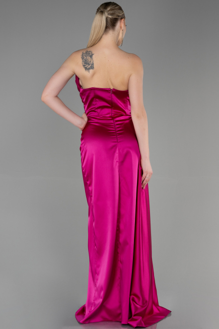 Robe Grande Taille Midi Mousseline Fushia ABU1775