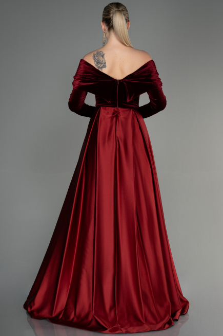 Robe de Soirée Longue Rouge Bordeaux ABU2083