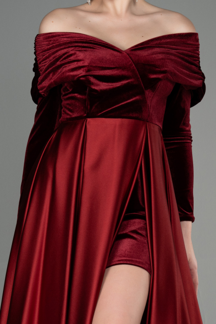 Robe de Soirée Longue Rouge Bordeaux ABU2083