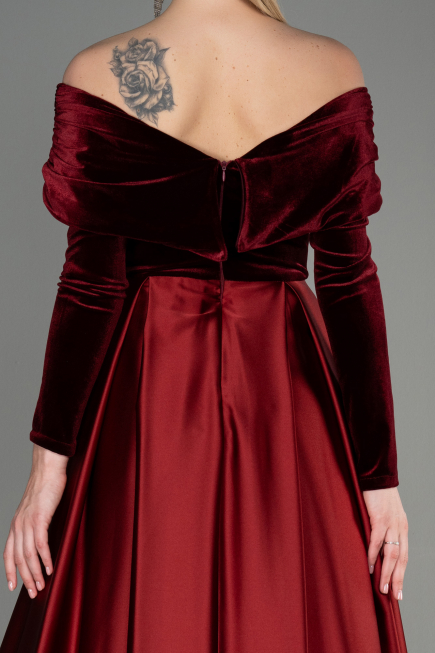 Robe de Soirée Longue Rouge Bordeaux ABU2083