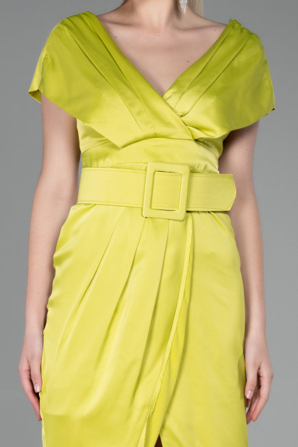 Robe De Cérémonie Satin Courte Pistache vert ABK1107