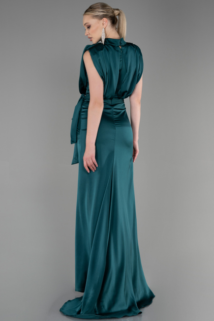 Robe de Soirée Longue Satin Émeraude ABU2133