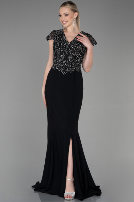 Robe Queue de Poisson Longue Noir ABU3102