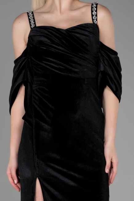 Robe de Soirée Longue Velours Noir ABU3335