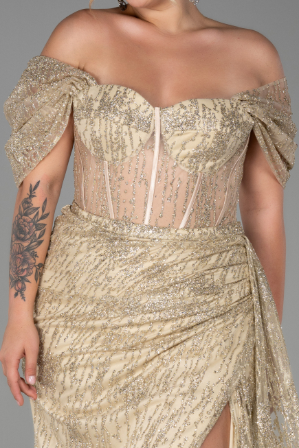 Robe De Soirée Grande Taille Longue Or ABU3097