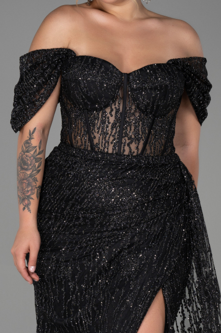 Robe de Soirée Grande Taille Longue Noir ABU3097