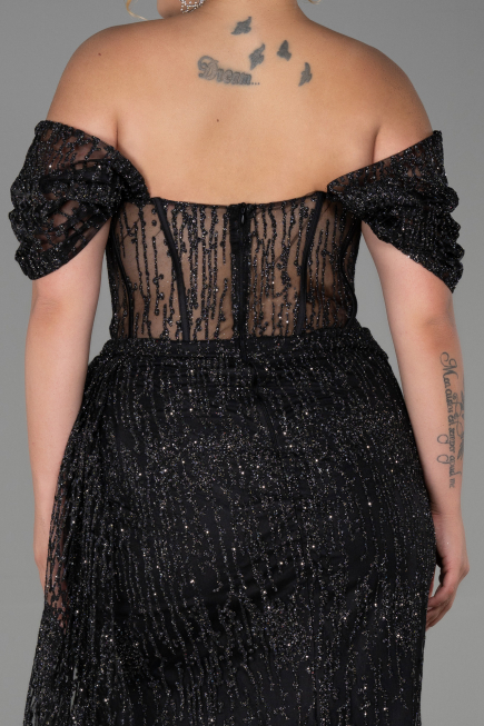 Robe de Soirée Grande Taille Longue Noir ABU3097