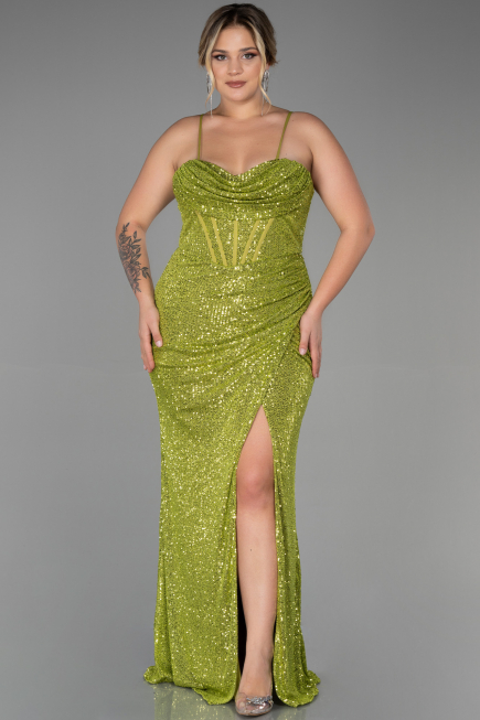 Robe Grande Taille Longue Squameuse Pistache vert ABU3322