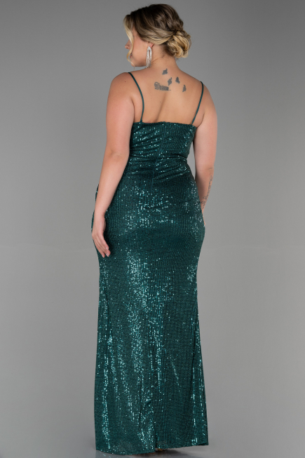 Robe Grande Taille Longue Squameuse Émeraude ABU3322