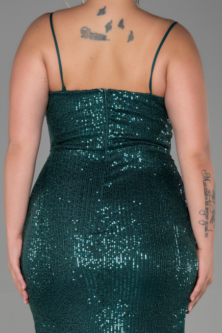 Robe Grande Taille Longue Squameuse Émeraude ABU3322