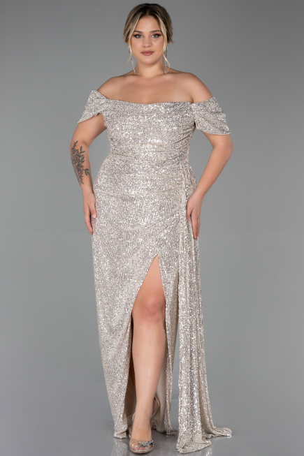 Robe Grande Taille Longue Squameuse Vison ABU2973
