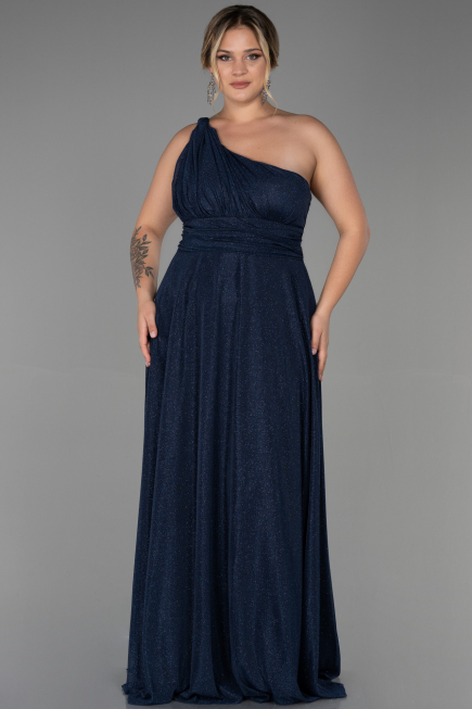 Robe Grande Taille Longue Bleu Marine ABU3289