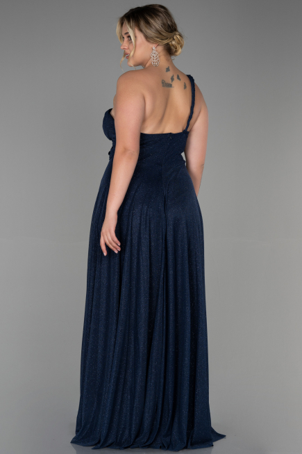 Robe Grande Taille Longue Bleu Marine ABU3289