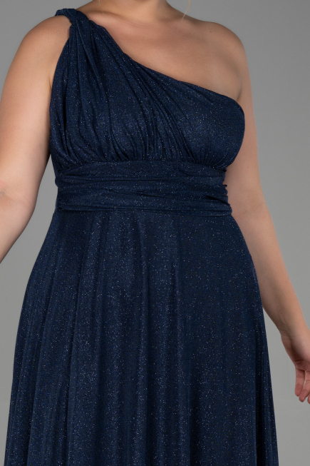 Robe Grande Taille Longue Bleu Marine ABU3289
