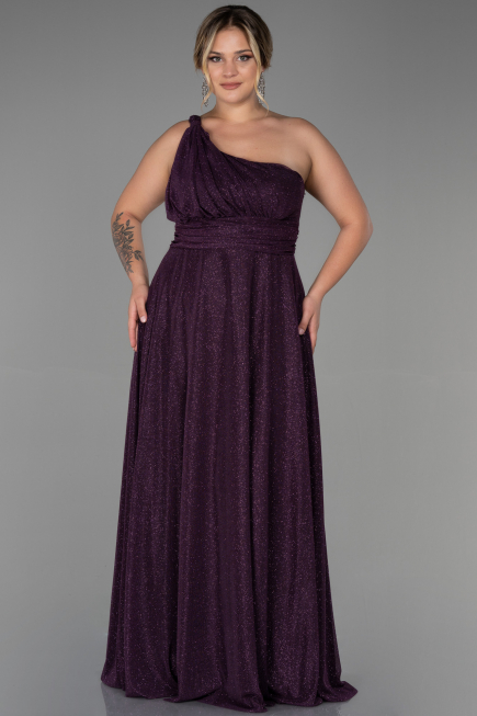 Robe Grande Taille Longue Violet Foncé ABU3289