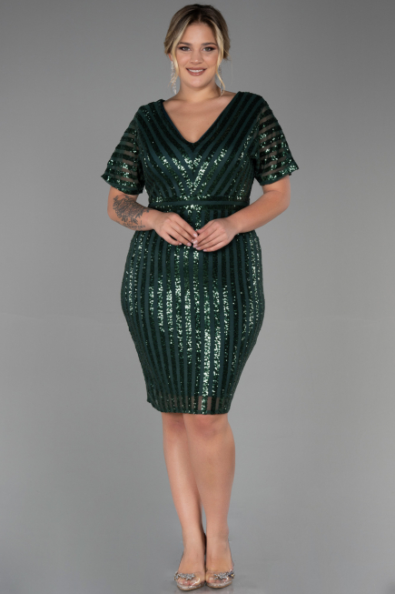 Robe De Soirée Grande Taille Courte Émeraude ABK686