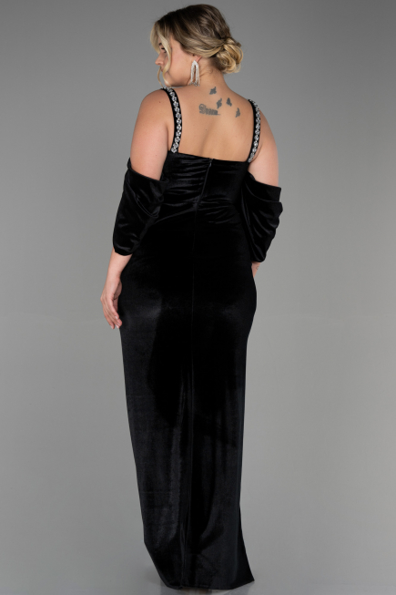 Robe de Soirée Grande Taille Longue Velours Noir ABU3336