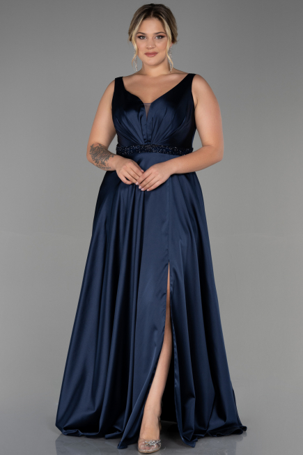 Robe Grande Taille Longue Bleu Marine ABU3200