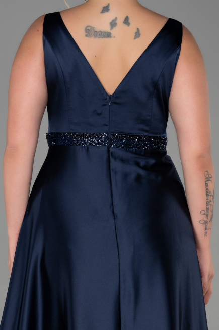 Robe Grande Taille Longue Bleu Marine ABU3200