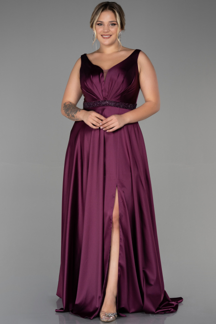 Robe Grande Taille Longue Couleur Cerise ABU3200