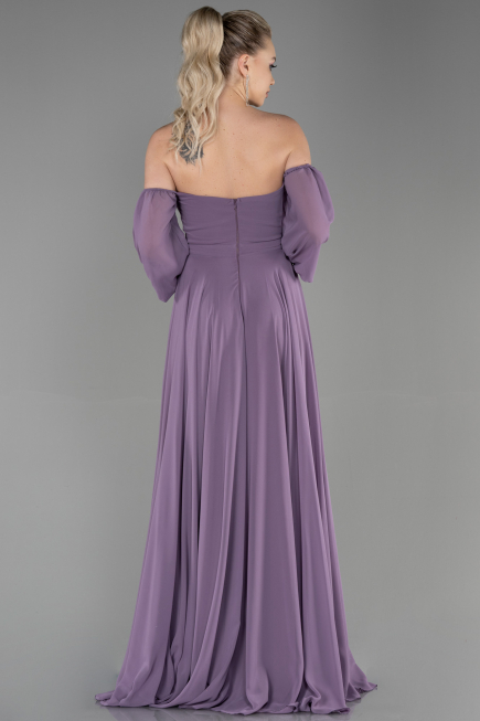 Robe de Soirée Longue Mousseline Lavande ABU2457