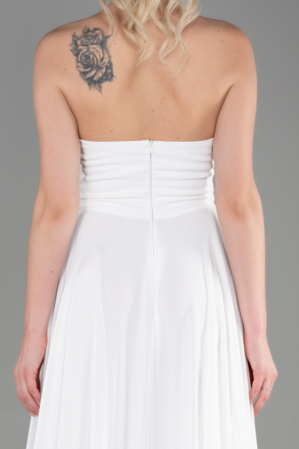 Robe de Soirée Longue Mousseline Blanc ABU3343