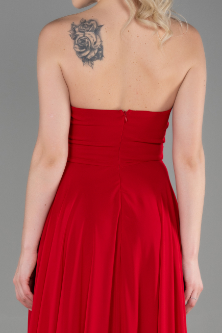 Robe de Soirée Longue Mousseline Rouge ABU3343