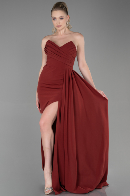 Robe de Soirée Longue Marron Clair ABU3344