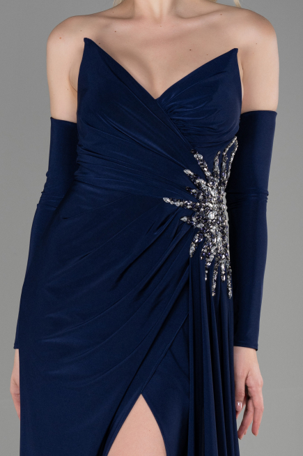 Robe de Soirée Longue Bleu Marine ABU3351