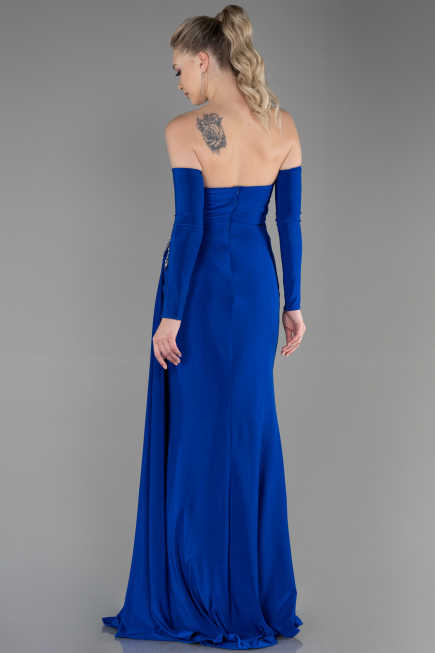 Robe de Soirée Longue Bleu Saxe ABU3351