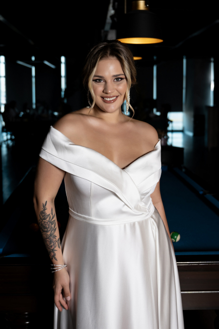 Robe De Soirée Grande Taille Satin Longue Blanc ABU2355